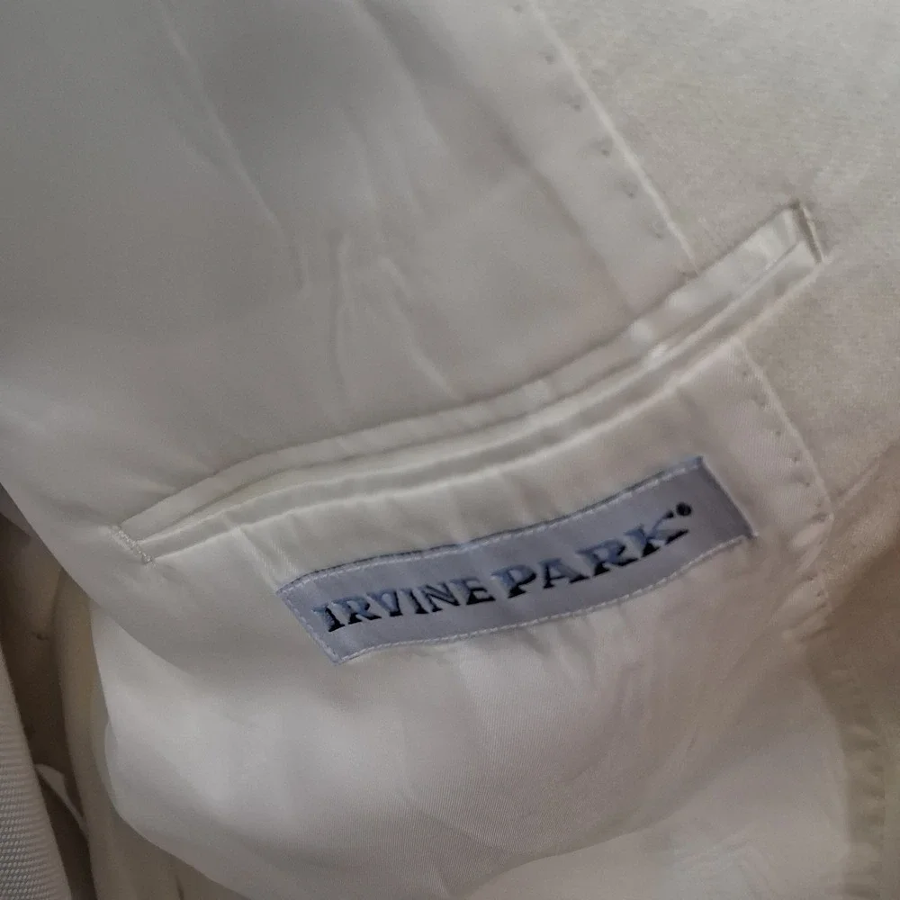 Irvine Park Blazer Mens 50R White Classic Linen Two Button Peak Lapel Sport Coat